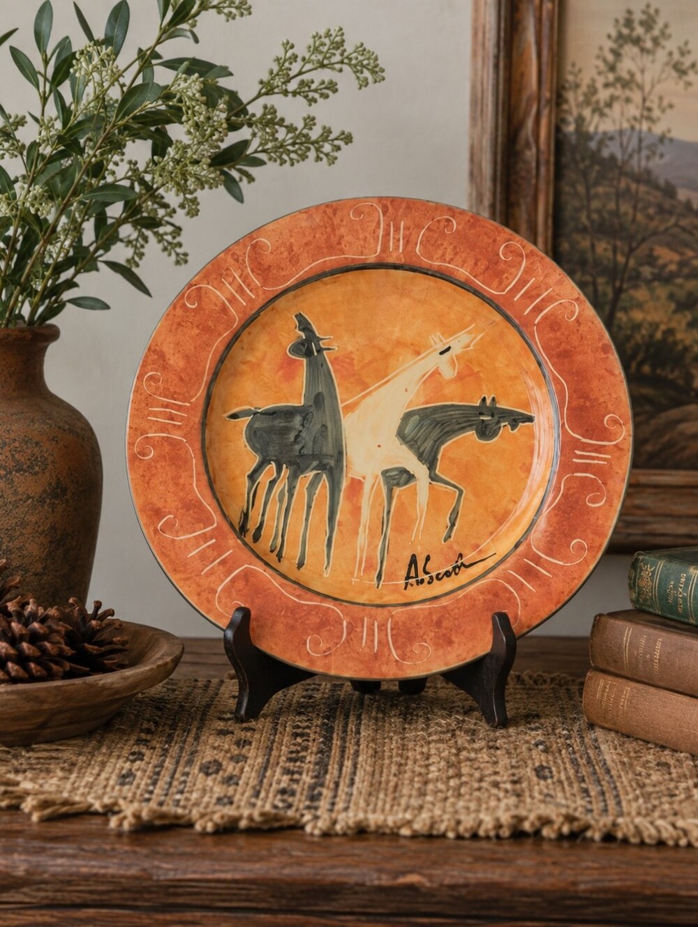 Artisan Ceramic Plate Horse Iden Pottery England Hand Painted